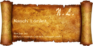Nasch Lóránt névjegykártya